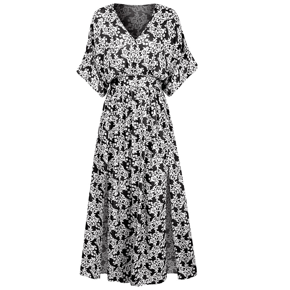 ROBE A FLEURS NOIRE & BLANCHE – Image 2