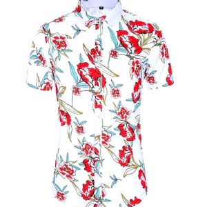 CHEMISE À FLEURS ÉCARLATES