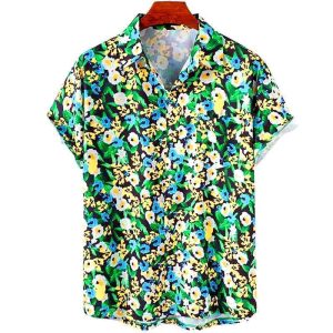 CHEMISE A FLEURS VERTE PARADISE LOVE