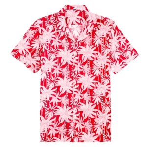 CHEMISE A FLEURS ROUGE & BLANCHE