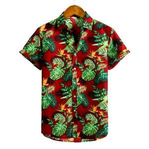 CHEMISE HAWAÏENNE RETRO ROUGE