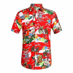 CHEMISE HAWAÏENNE ROUGE FUNNY PARTY