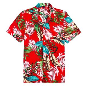 CHEMISE HAWAÏENNE ROUGE STYLE 80&rsquo;S