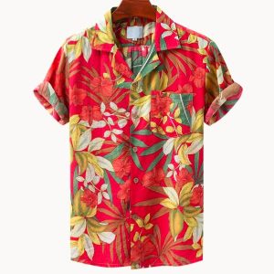 CHEMISE HAWAÏENNE VINTAGE ROUGE