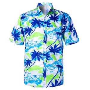 CHEMISE PALMIER VERTE ET BLEUE