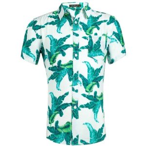 CHEMISE PLANTES EXOTIQUES BLANCHE