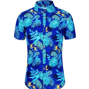 CHEMISE HAWAÏENNE BLUE RETRO