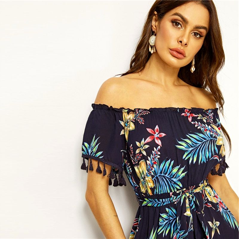 ROBE TROPICALE A FRANGES – Image 3